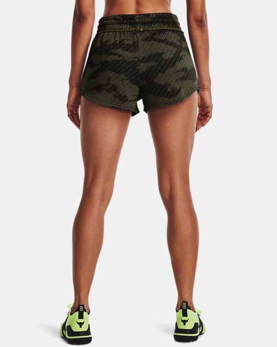 Women's Project Rock Fleece Printed Shorts, Green, pdpMainDesktop image number 1